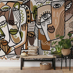 Artistic Abstract Faces Wallpaper - D581 - WallTrend