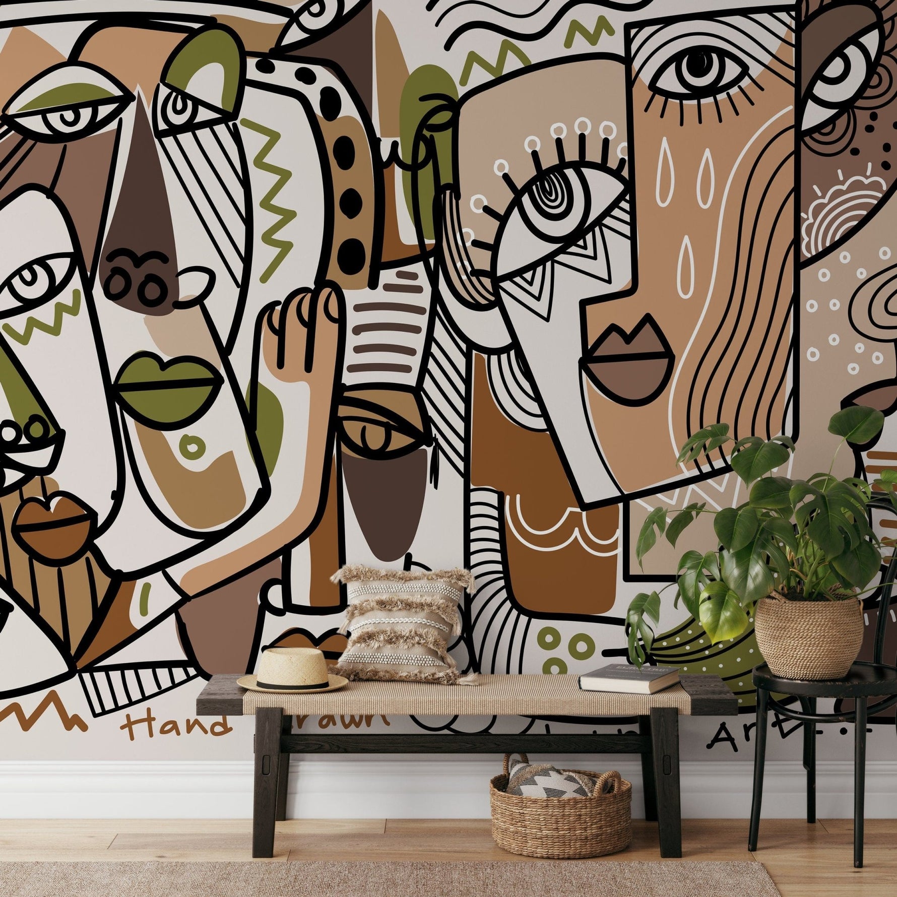 Artistic Abstract Faces Wallpaper - D581 - WallTrend