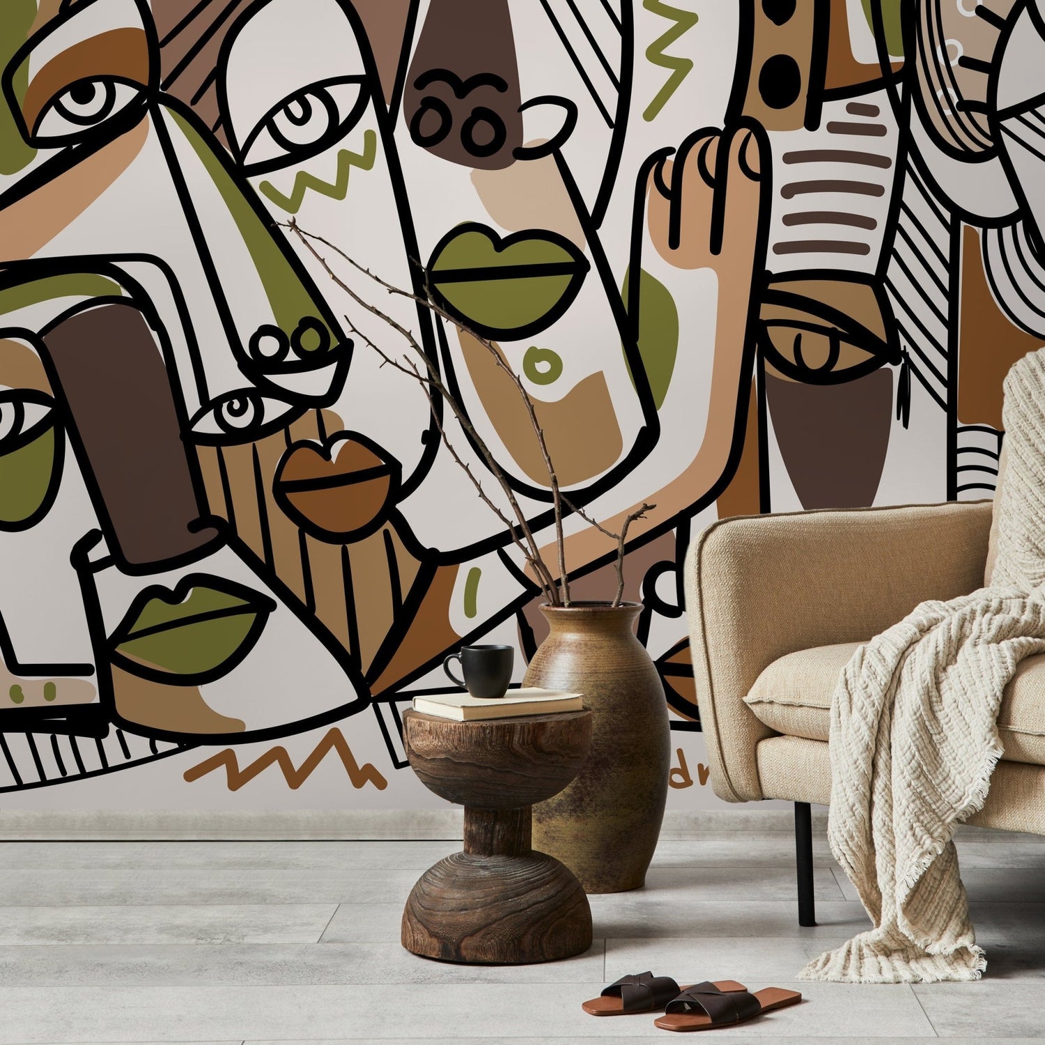 Artistic Abstract Faces Wallpaper - D581 - WallTrend