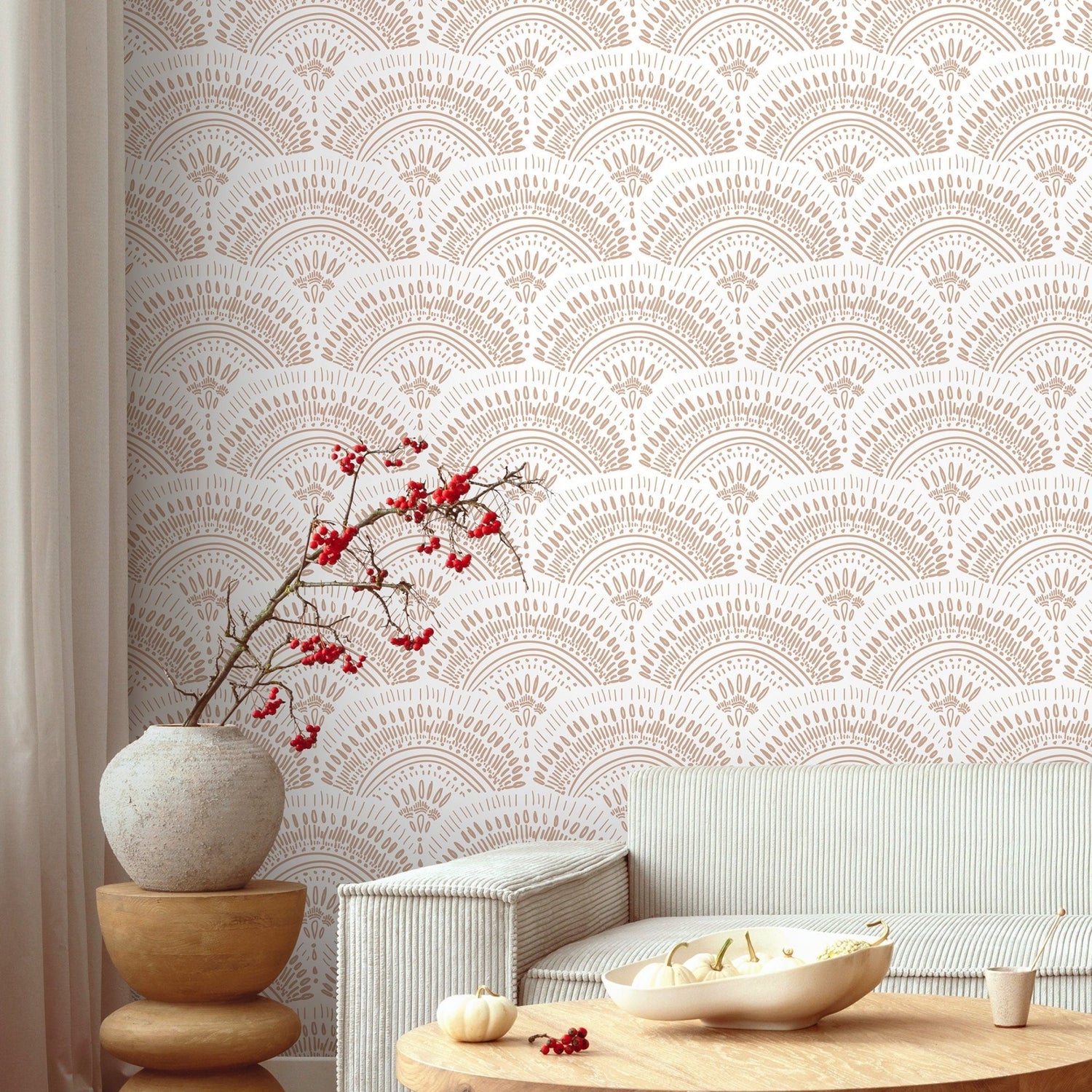 Artistic Peacock Feather Pattern Wallpaper - C066 - WallTrend