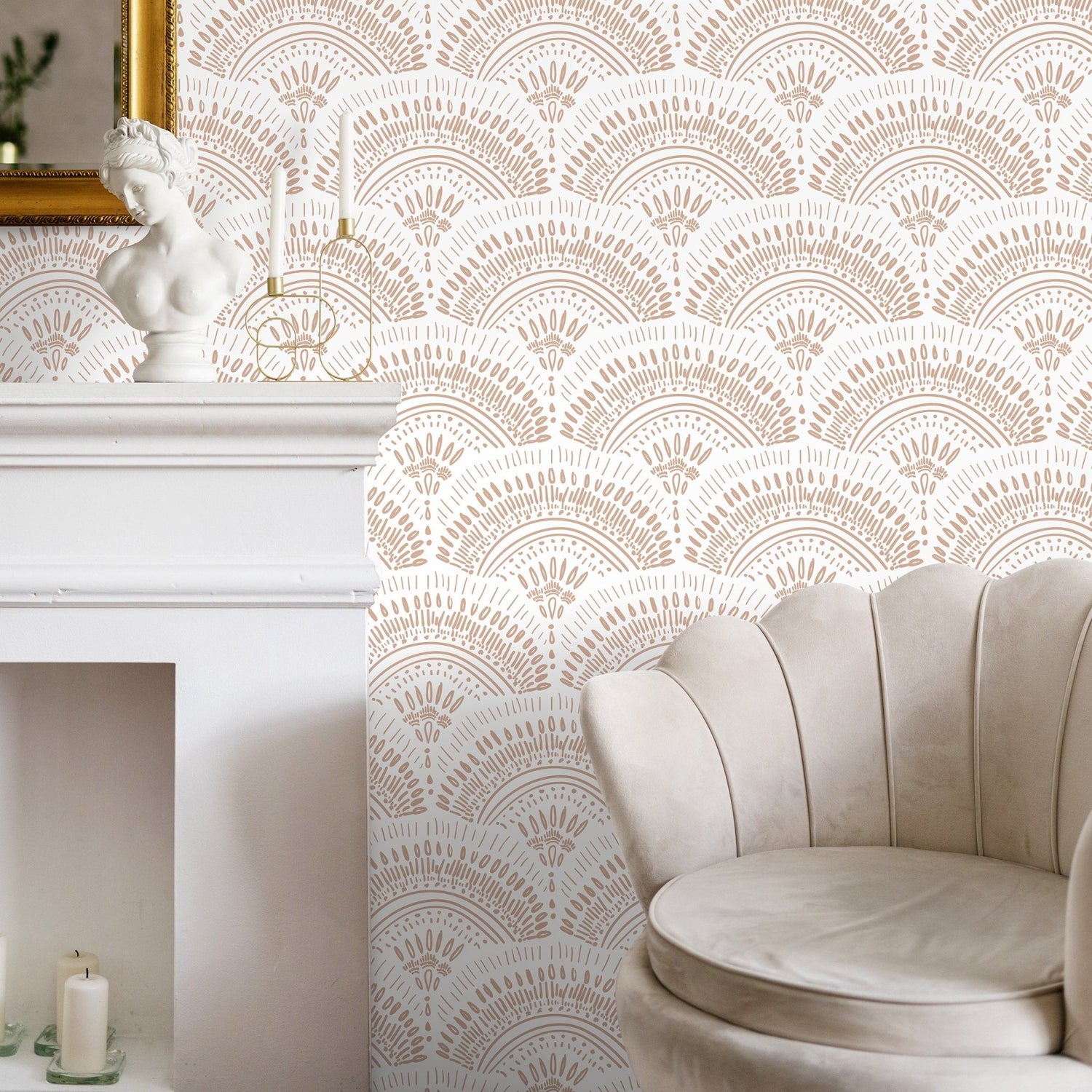 Artistic Peacock Feather Pattern Wallpaper - C066 - WallTrend