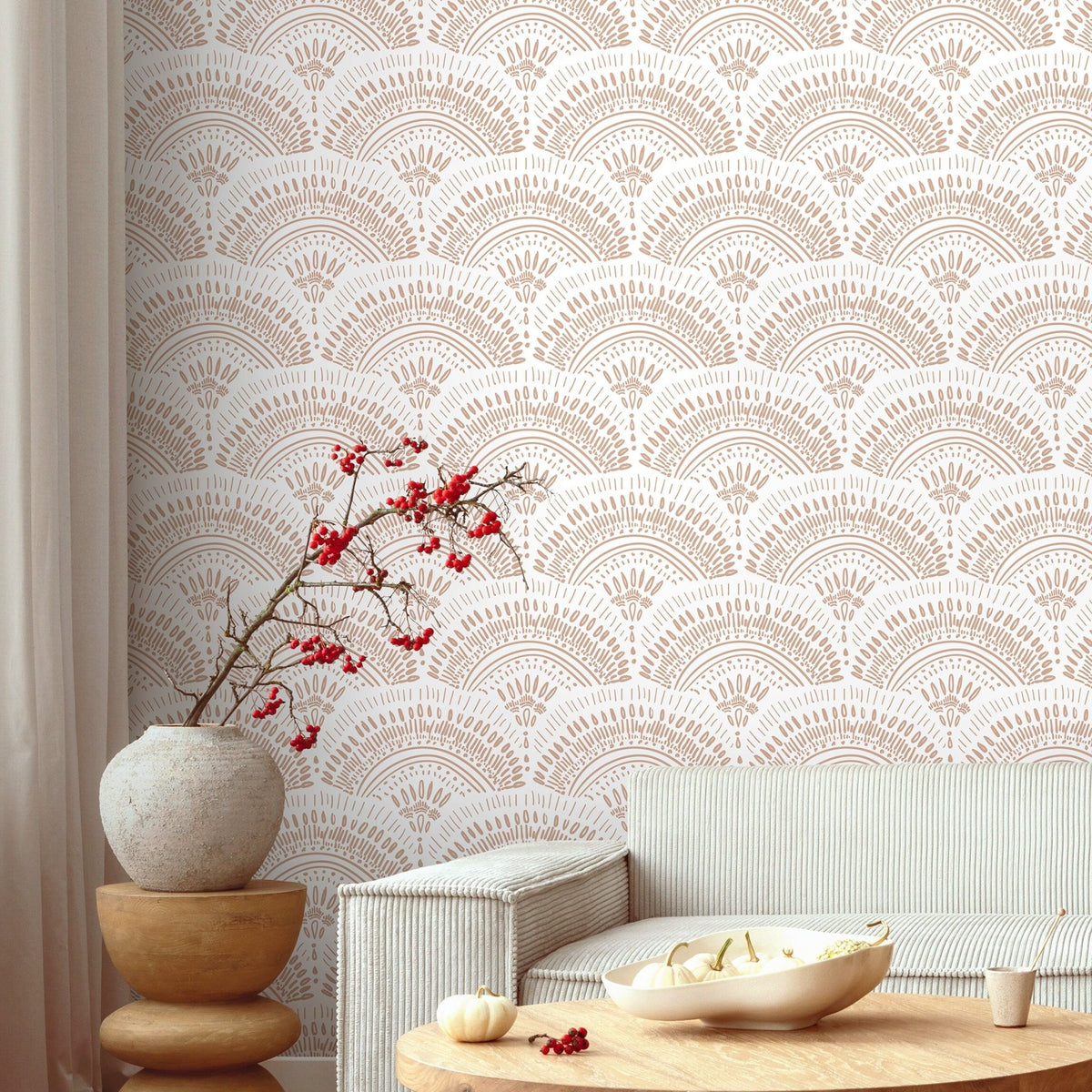Artistic Peacock Feather Pattern Wallpaper - C066 - WallTrend