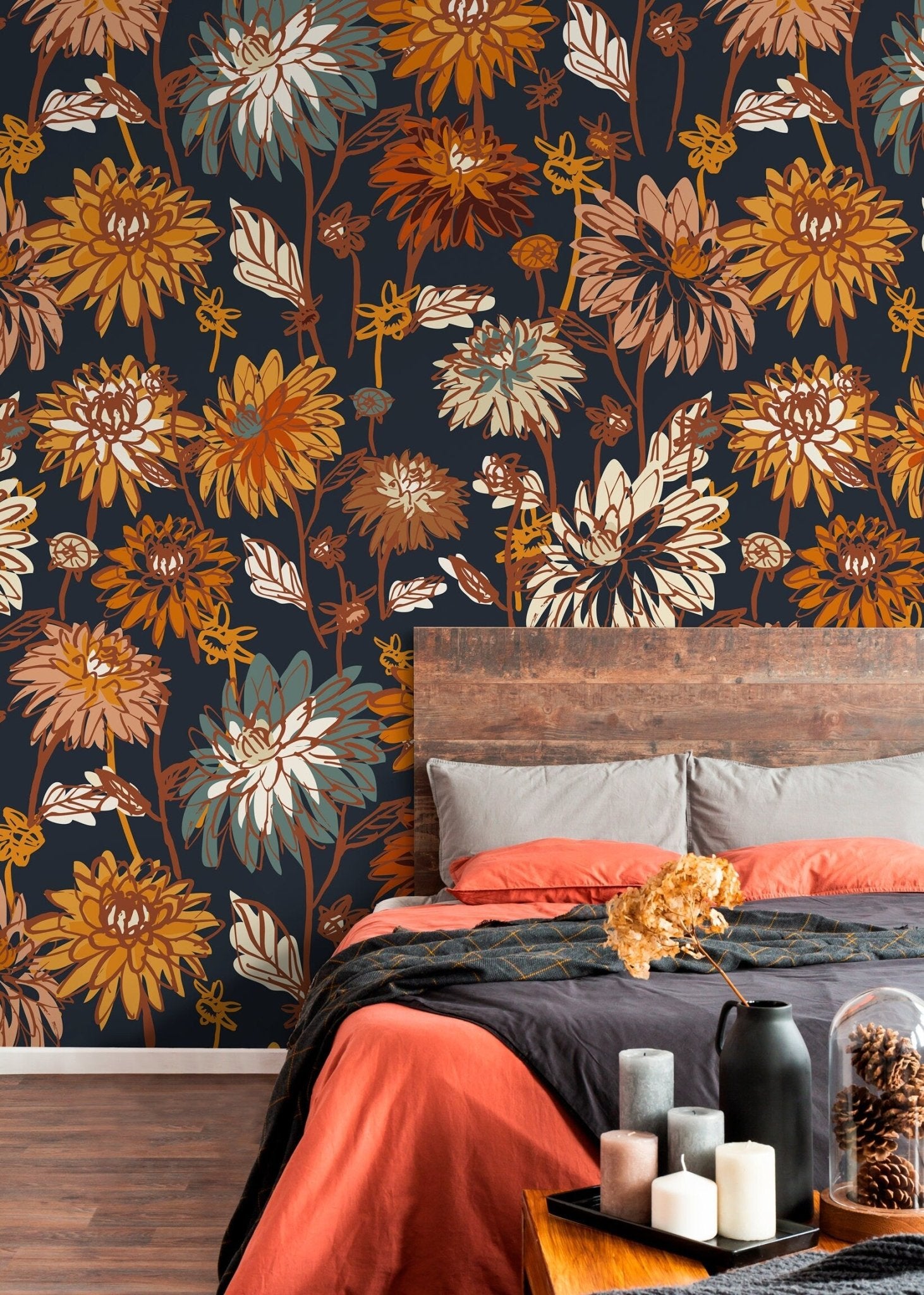 Autumn Floral Elegance Wallpaper - C693 - WallTrend