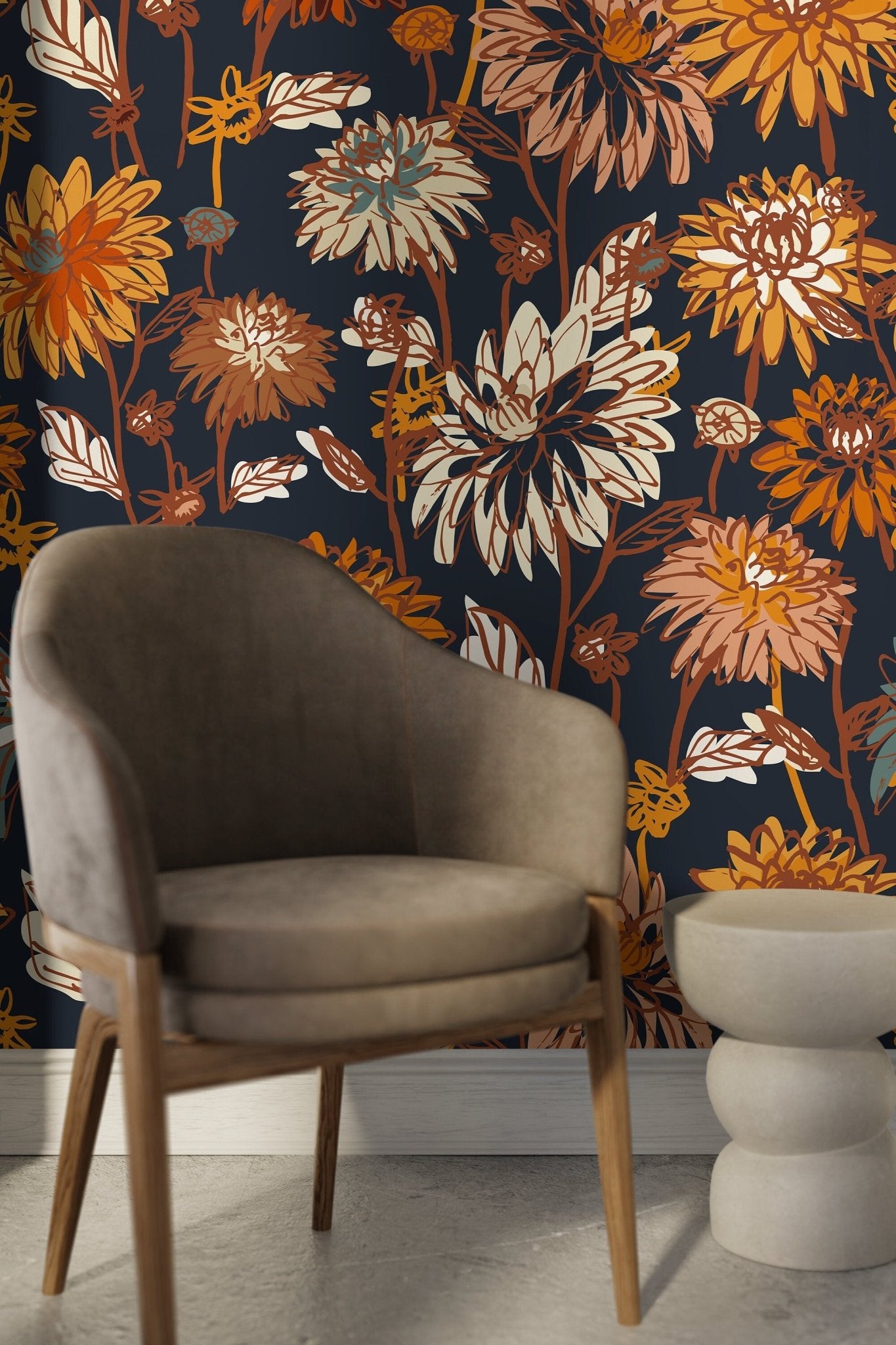 Autumn Floral Elegance Wallpaper - C693 - WallTrend