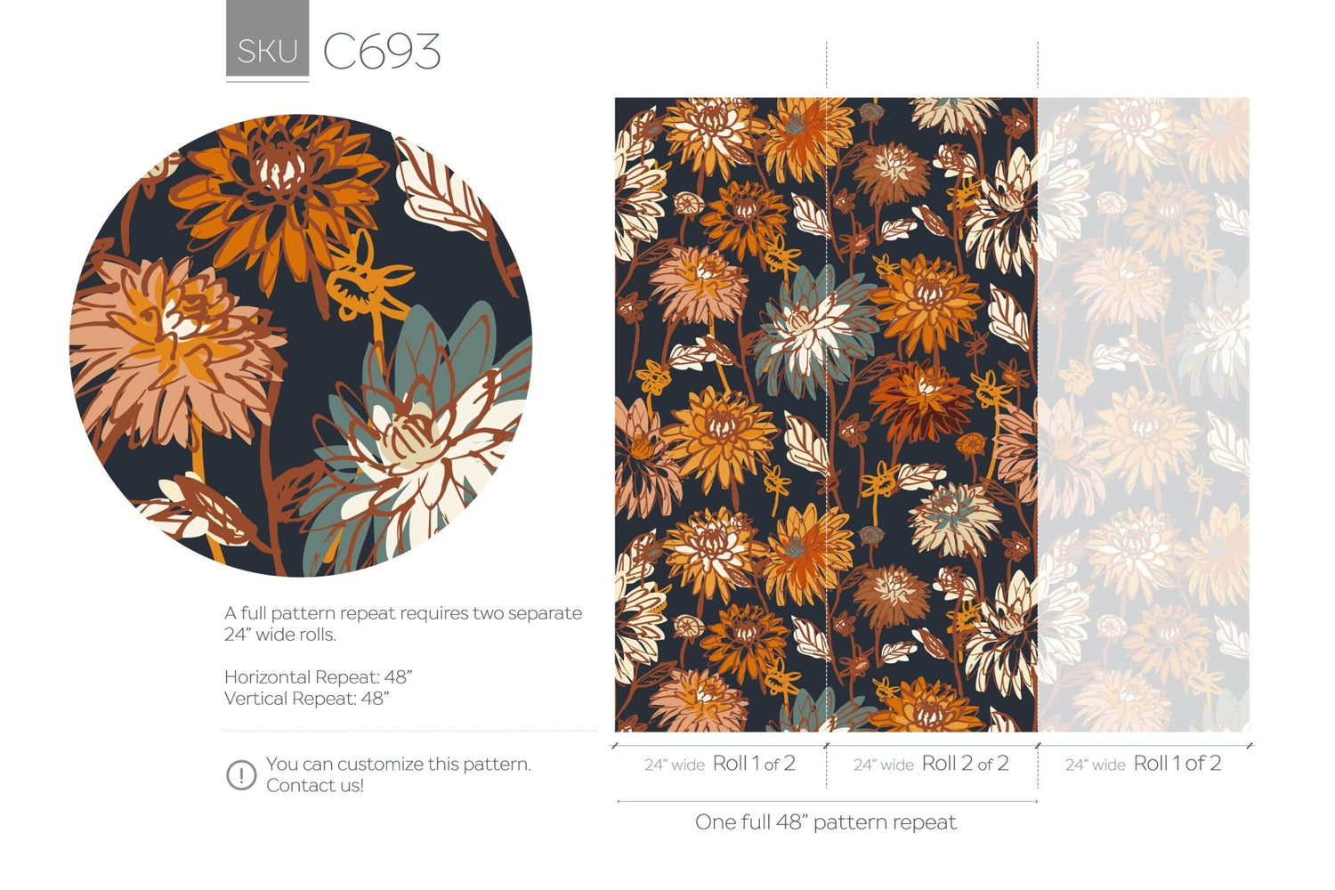 Autumn Floral Elegance Wallpaper - C693 - WallTrend