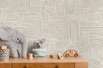 Beige Abstract Brush Wallpaper / Peel and Stick Wallpaper Removable Wallpaper Home Decor Wall Art Wall Decor Room Decor - C906 - WallTrend