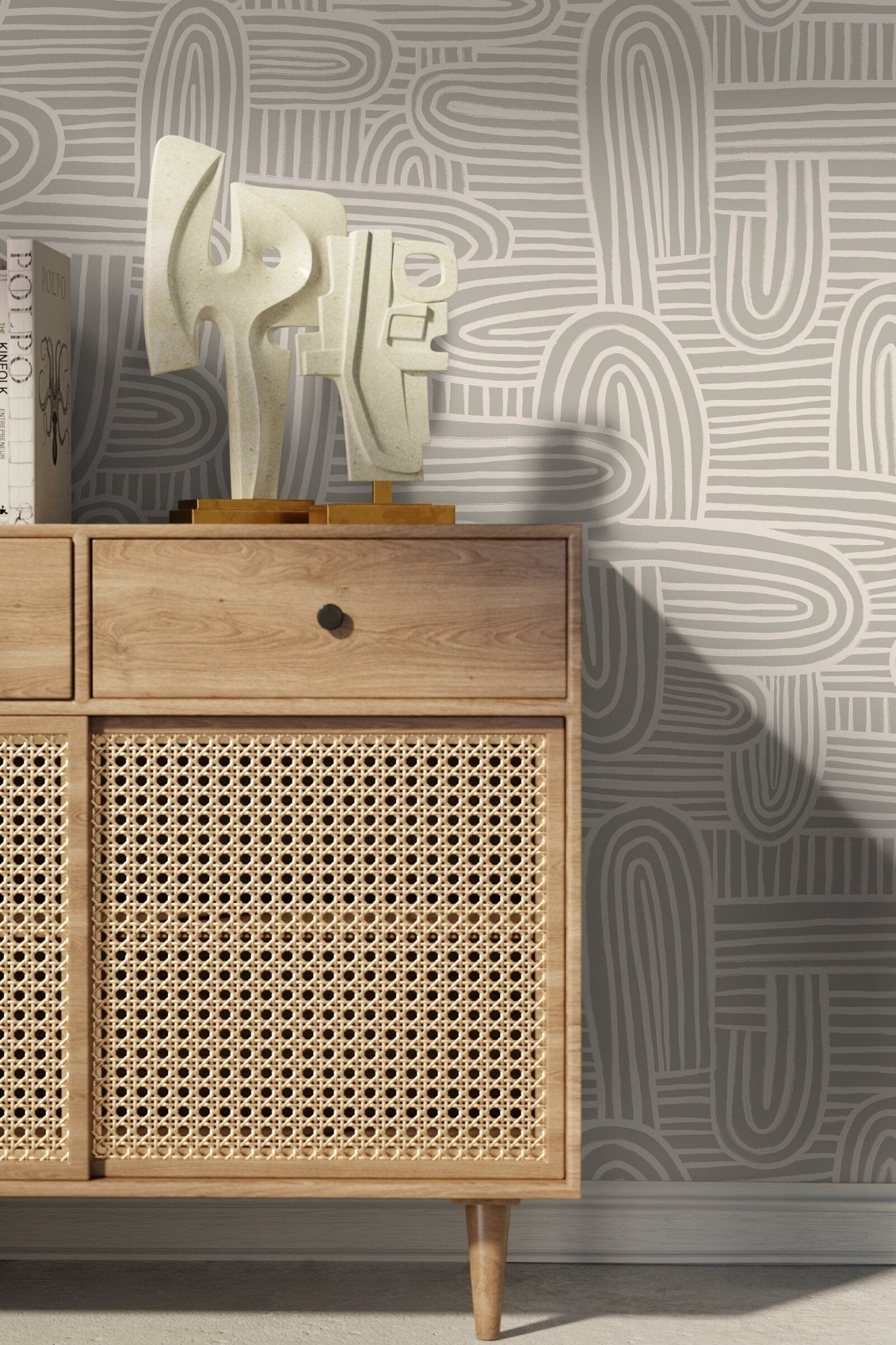 Beige Abstract Brush Wallpaper / Peel and Stick Wallpaper Removable Wallpaper Home Decor Wall Art Wall Decor Room Decor - C906 - WallTrend