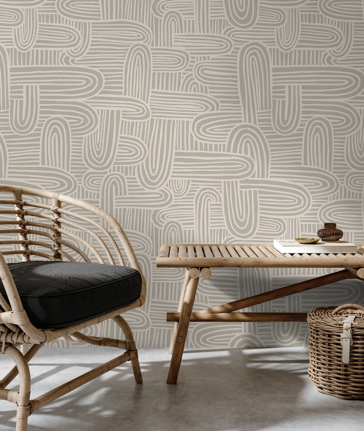 Beige Abstract Brush Wallpaper / Peel and Stick Wallpaper Removable Wallpaper Home Decor Wall Art Wall Decor Room Decor - C906 - WallTrend