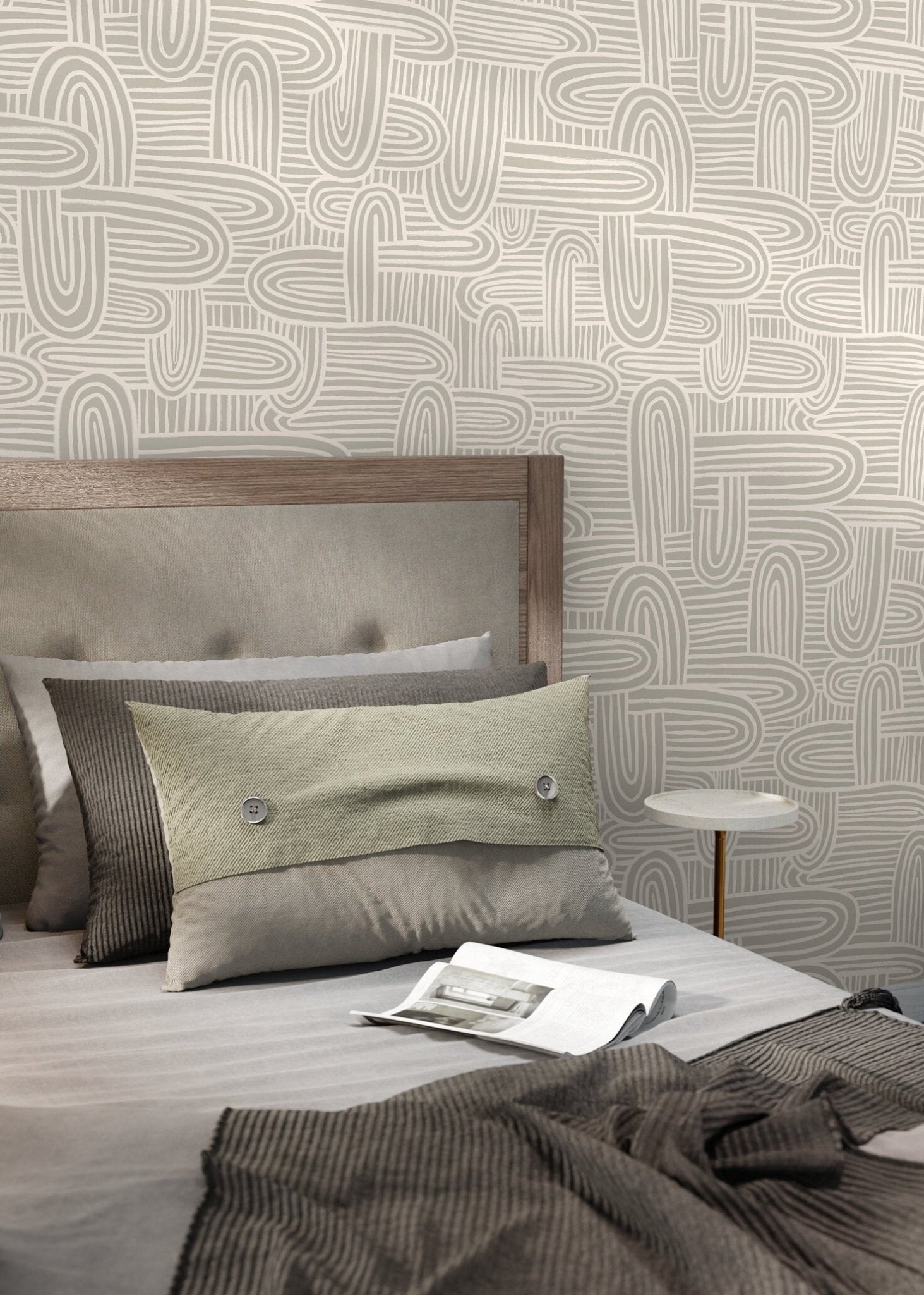 Beige Abstract Brush Wallpaper / Peel and Stick Wallpaper Removable Wallpaper Home Decor Wall Art Wall Decor Room Decor - C906 - WallTrend