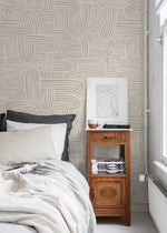 Beige Abstract Brush Wallpaper / Peel and Stick Wallpaper Removable Wallpaper Home Decor Wall Art Wall Decor Room Decor - C906 - WallTrend