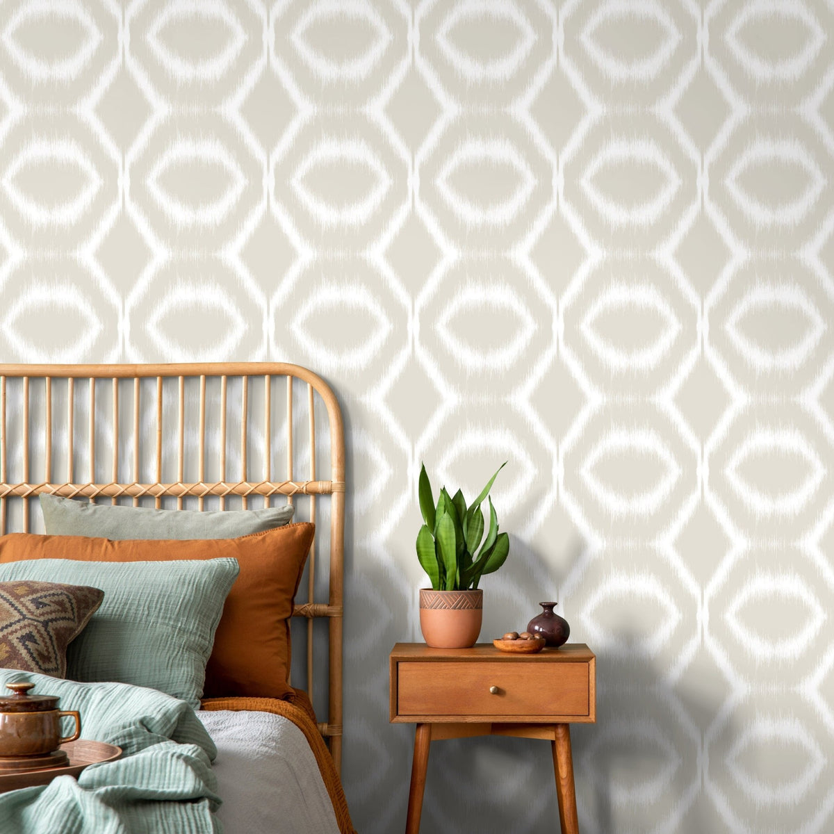 Beige Abstract Mid - Century Wallpaper / Peel and Stick Wallpaper Removable Wallpaper Home Decor Wall Art Wall Decor Room Decor - C747 - WallTrend