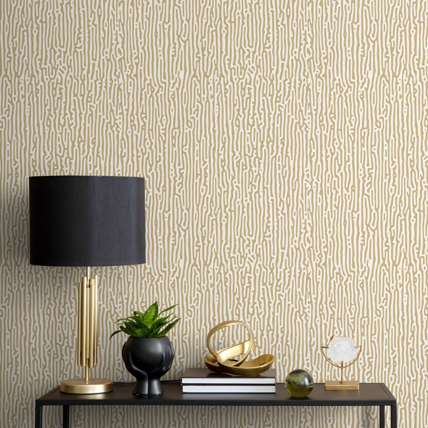 Beige Abstract Wallpaper Contemporary Art Wallpaper Peel and Stick and Traditional Wallpaper - D855 - WallTrend