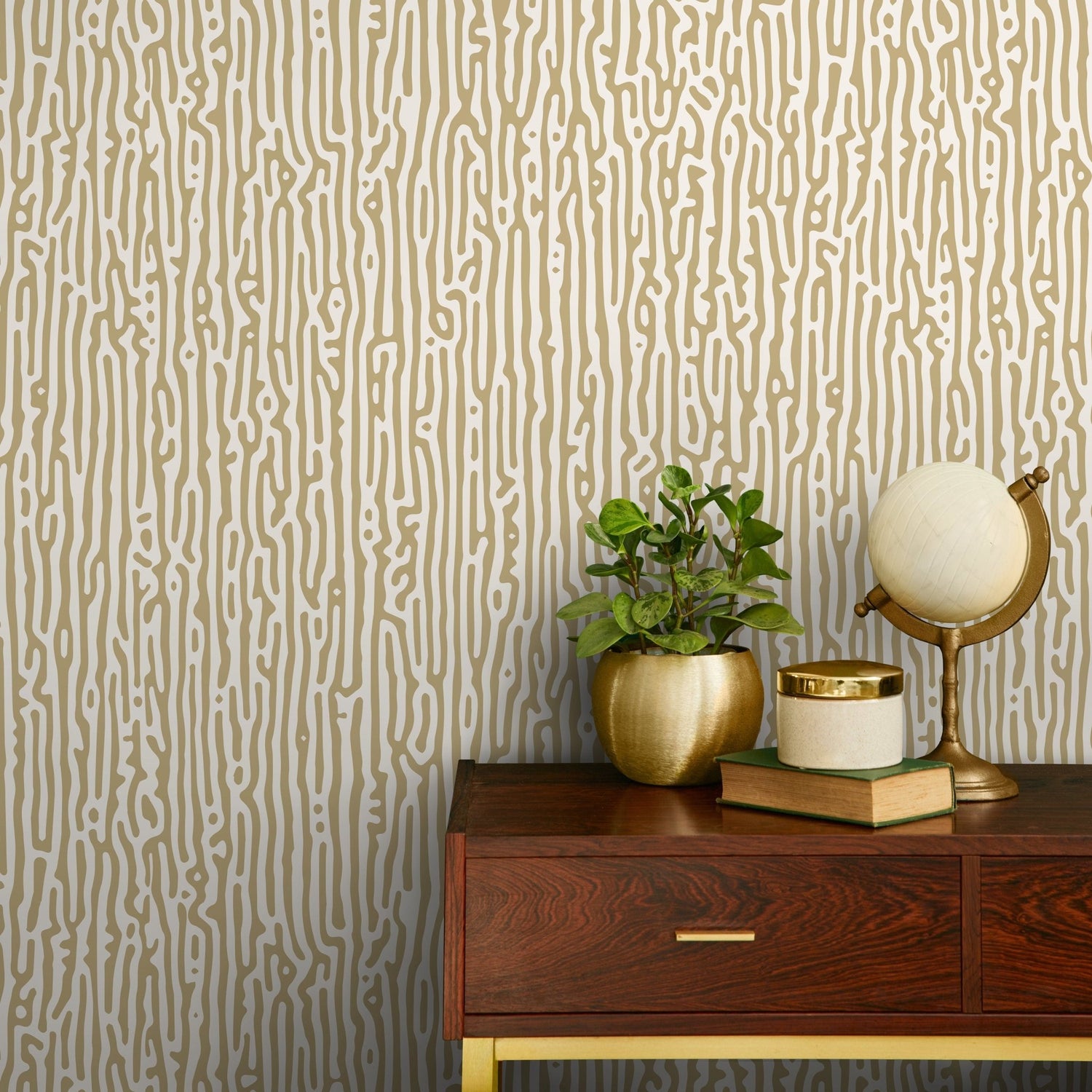 Beige Abstract Wallpaper Contemporary Art Wallpaper Peel and Stick and Traditional Wallpaper - D855 - WallTrend