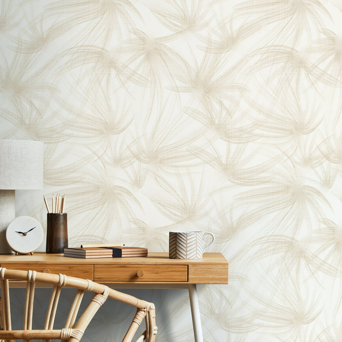 Beige Boho Dandelion Wallpaper / Peel and Stick Wallpaper Removable Wallpaper Home Decor Wall Art Wall Decor Room Decor - C646 - WallTrend