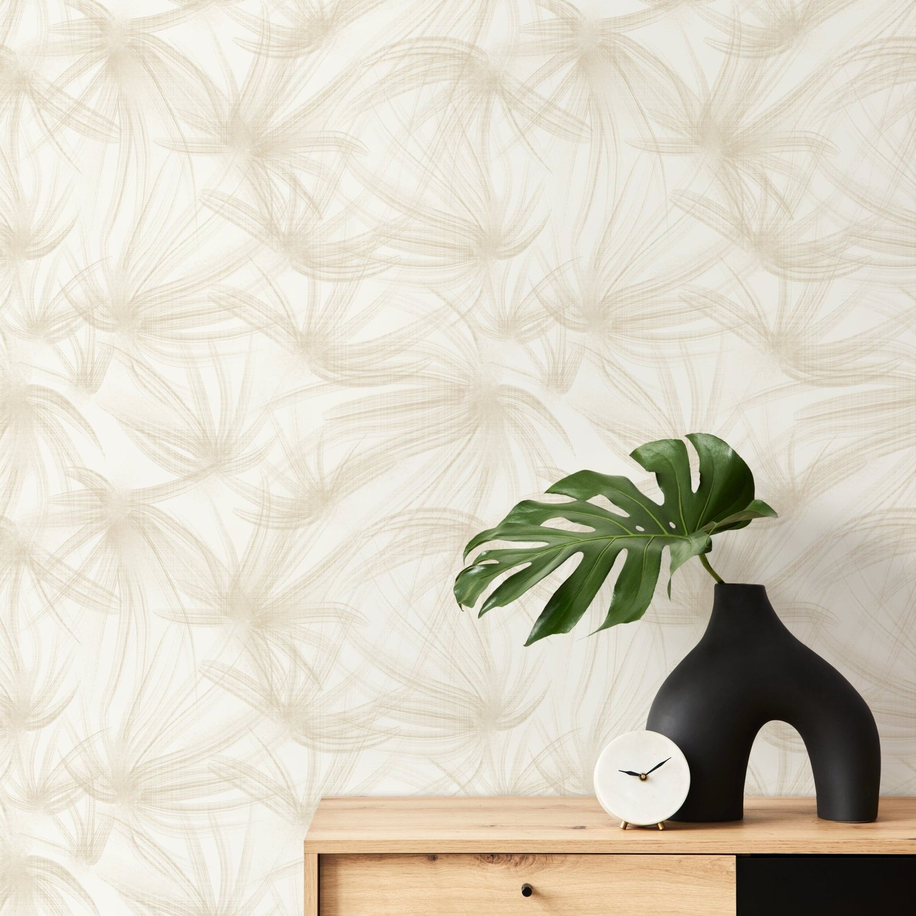 Beige Boho Dandelion Wallpaper / Peel and Stick Wallpaper Removable Wallpaper Home Decor Wall Art Wall Decor Room Decor - C646 - WallTrend