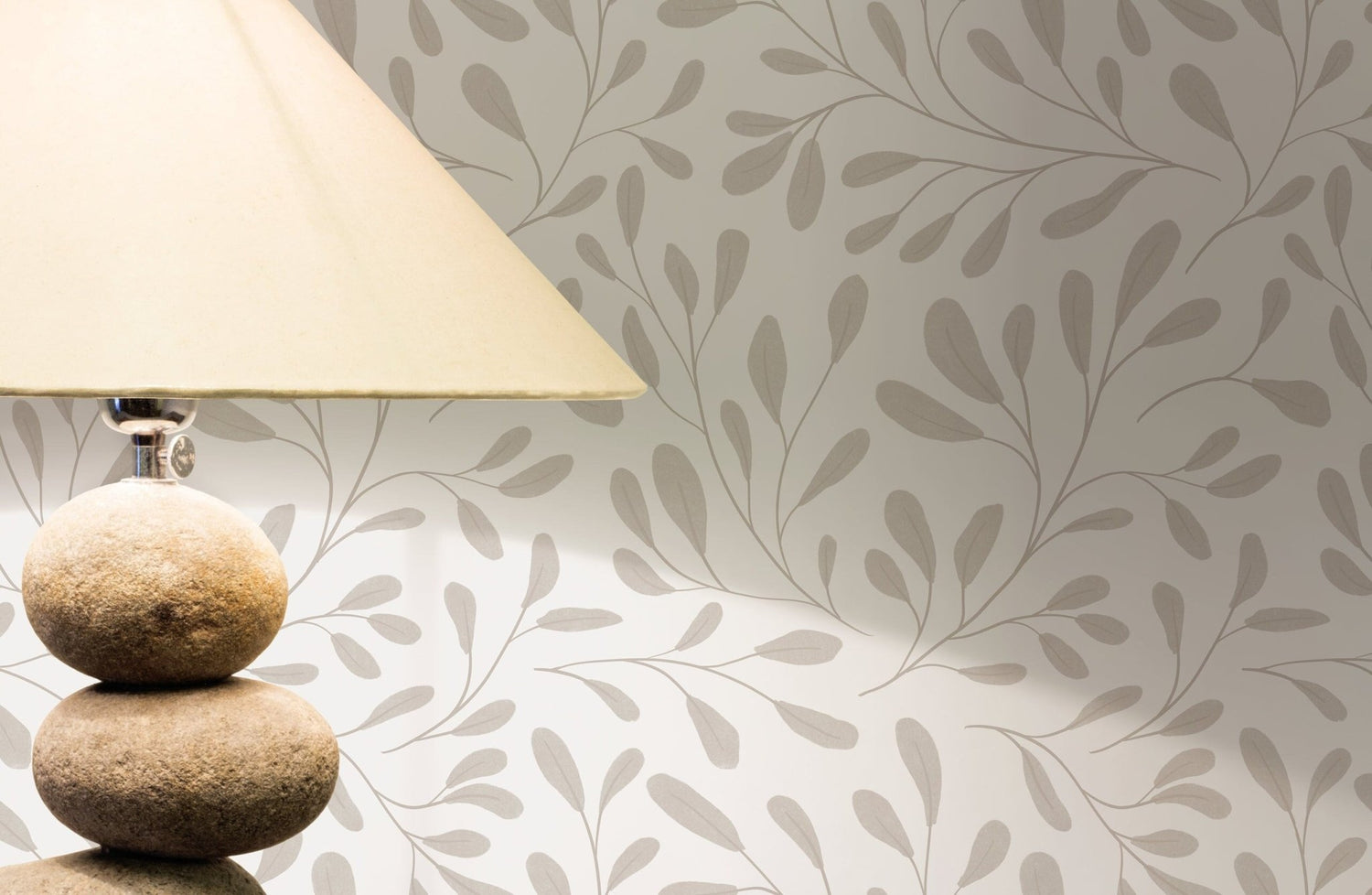 Beige Boho Leaf Wallpaper / Peel and Stick Wallpaper Removable Wallpaper Home Decor Wall Art Wall Decor Room Decor - C911 - WallTrend
