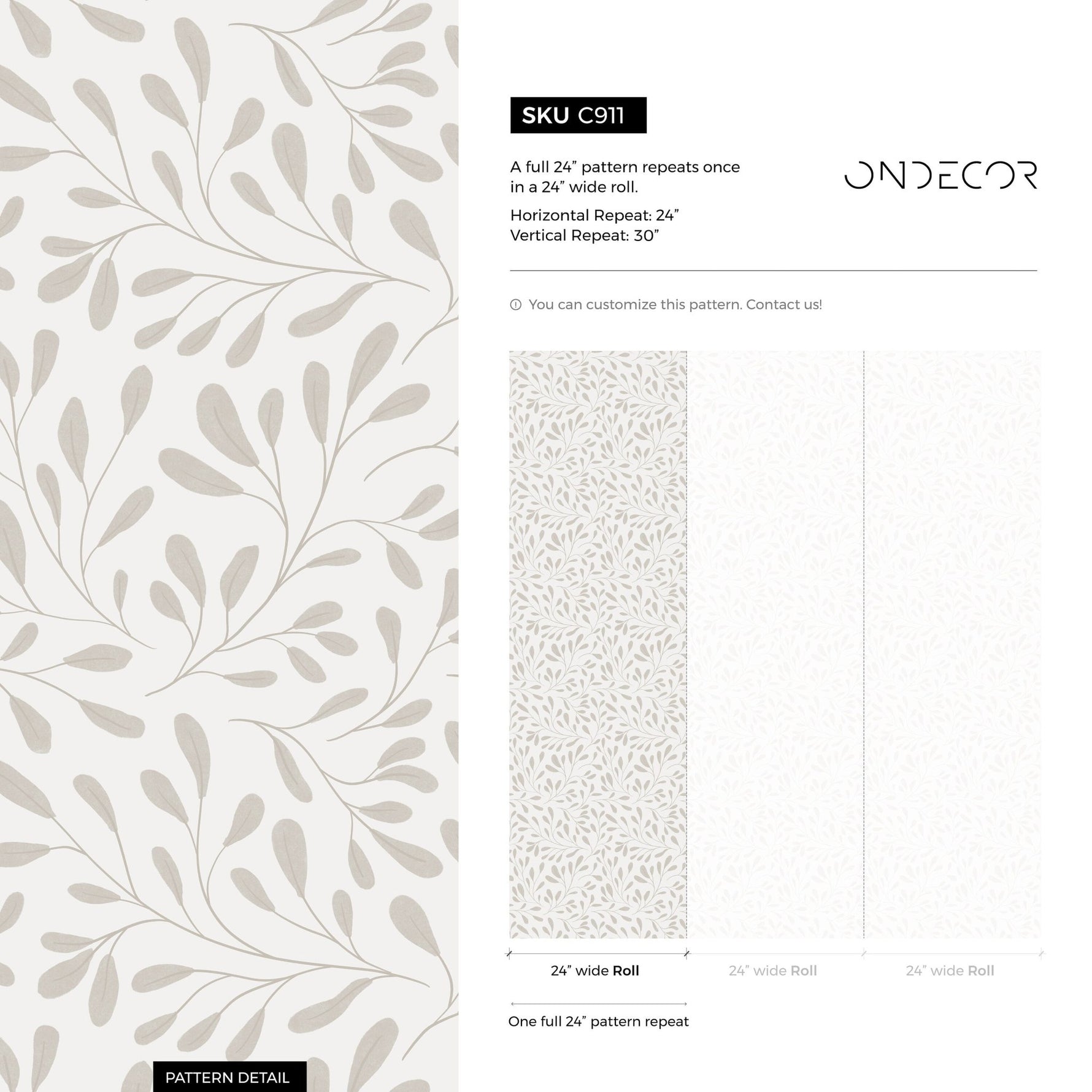 Beige Boho Leaf Wallpaper / Peel and Stick Wallpaper Removable Wallpaper Home Decor Wall Art Wall Decor Room Decor - C911 - WallTrend