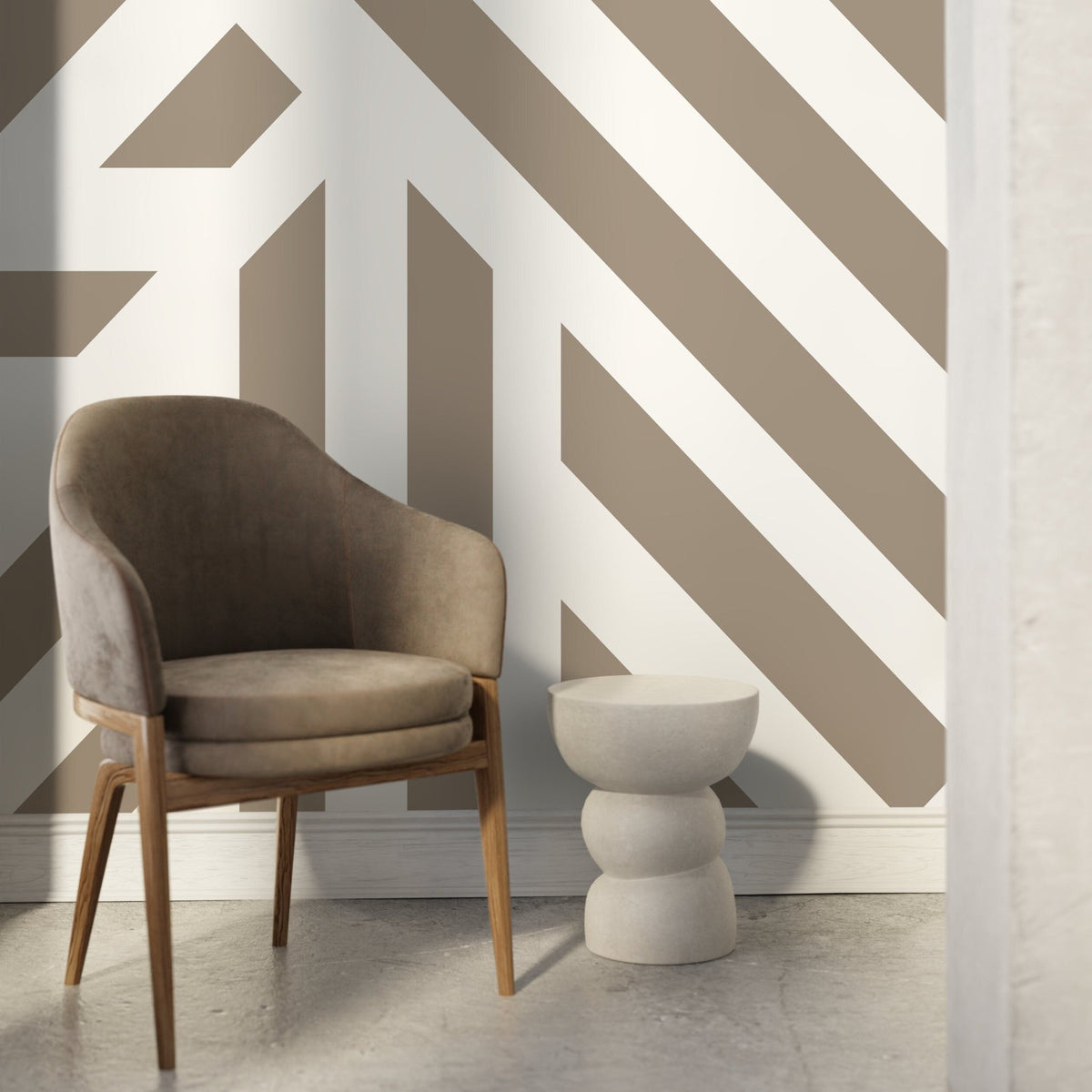 Beige Geometric Wallpaper Modern Striped Wallpaper Peel and Stick and Traditional Wallpaper - D734 - WallTrend