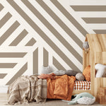 Beige Geometric Wallpaper Modern Striped Wallpaper Peel and Stick and Traditional Wallpaper - D734 - WallTrend