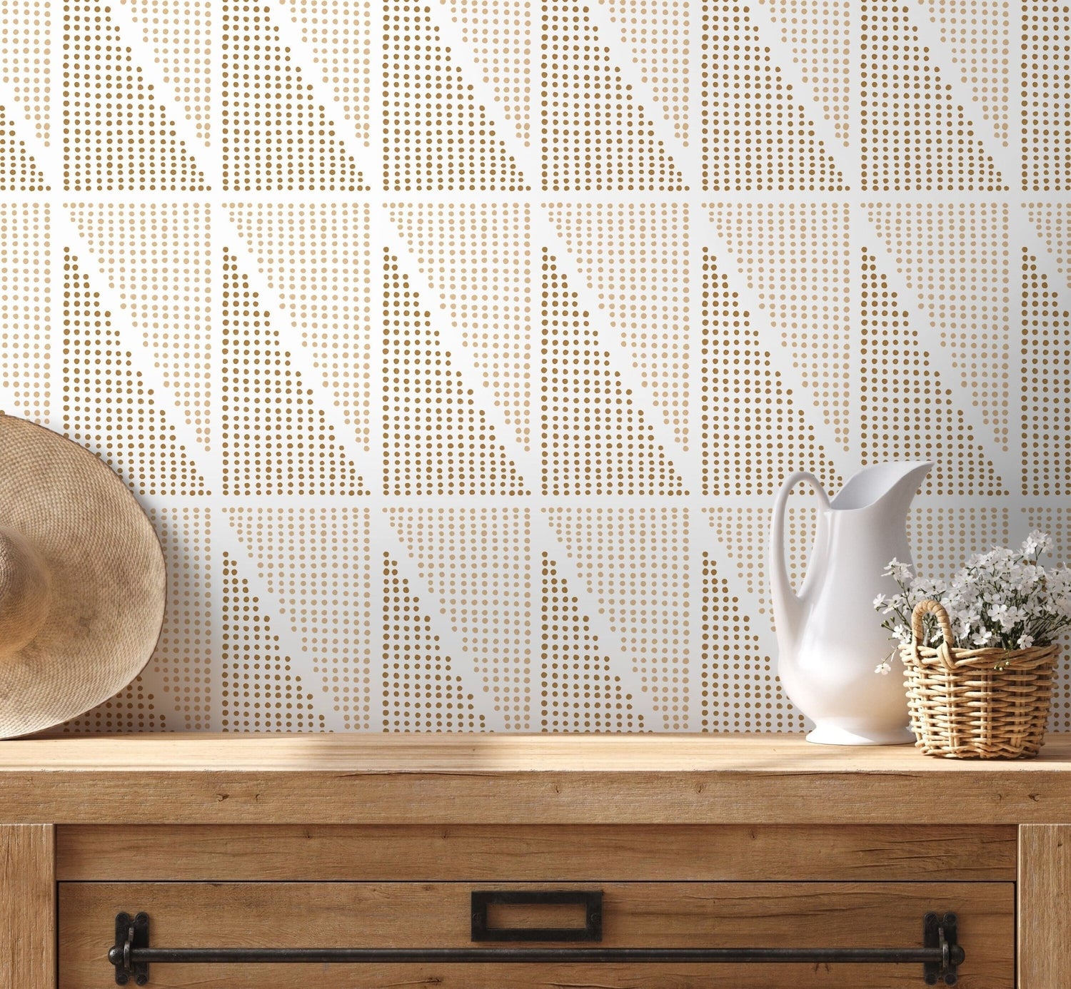 Beige Modern Dots Wallpaper / Peel and Stick Wallpaper Removable Wallpaper Home Decor Wall Art Wall Decor Room Decor - C969 - WallTrend