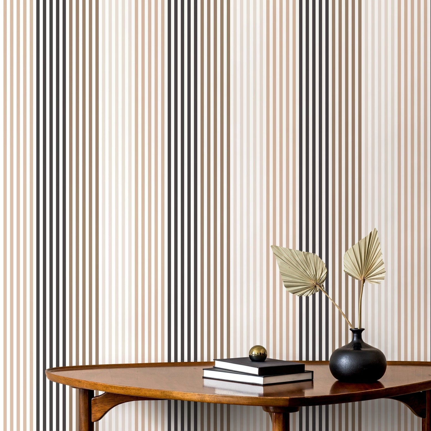 Beige Modern Striped Wallpaper Geometric Wallpaper Peel and Stick and Traditional Wallpaper - D755 - WallTrend