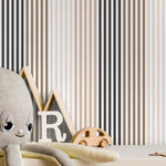 Beige Modern Striped Wallpaper Geometric Wallpaper Peel and Stick and Traditional Wallpaper - D755 - WallTrend