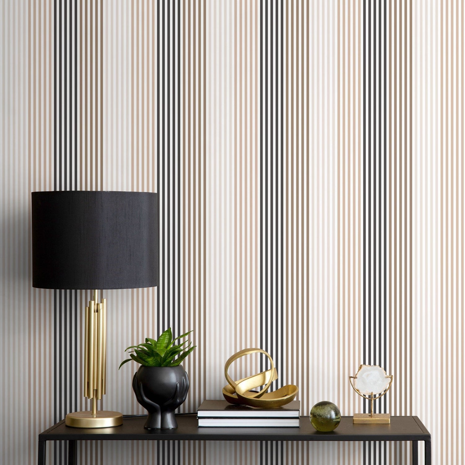 Beige Modern Striped Wallpaper Geometric Wallpaper Peel and Stick and Traditional Wallpaper - D755 - WallTrend