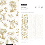 Beige Mushroom Wallpaper Hand drawing Wallpaper Peel and Stick and Traditional Wallpaper - D820 - WallTrend