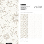 Beige Mystique and Celestial Wallpaper Removable Peel and Stick Wallpaper, Peel and Stick Wallpaper Moon and Sun - ZABA - WallTrend