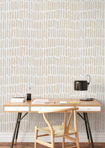 Beige Paint Brush Dotted in Sand Wallpaper Abstract Removable and Repositionable Peel and Stick or Traditional Pre - pasted Wallpaper - ZADD - WallTrend