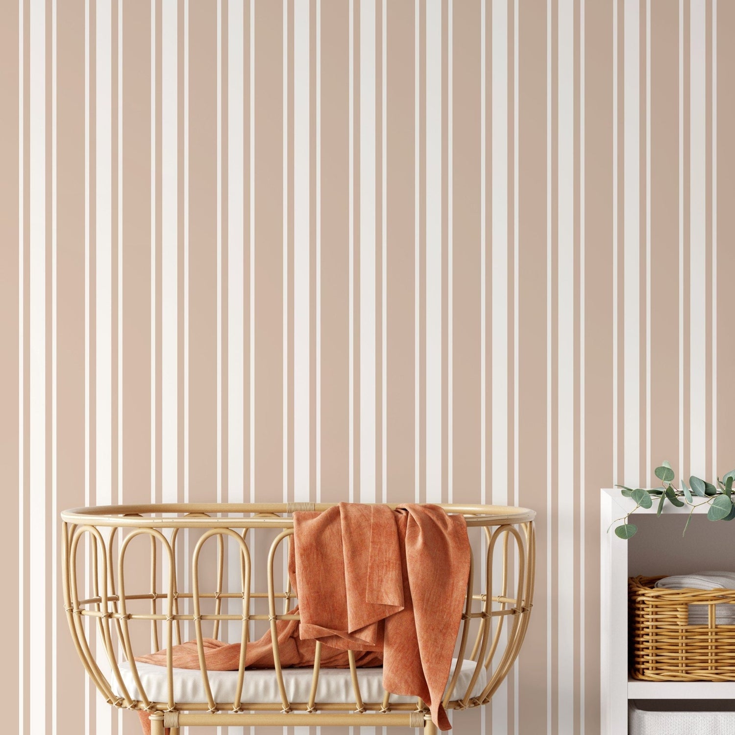 Beige Striped Wallpaper Vintage Wallpaper Peel and Stick and Traditional Wallpaper - D757 - WallTrend