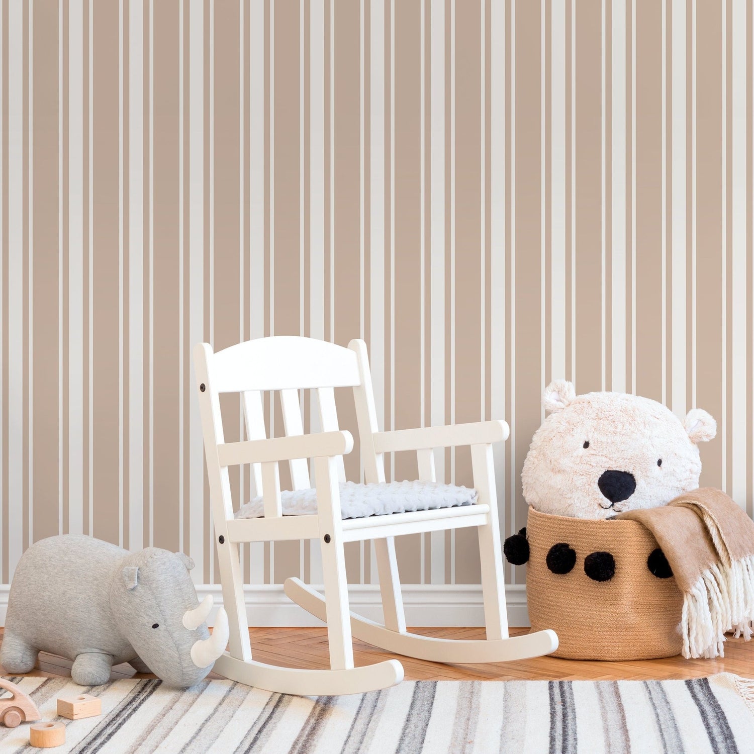 Beige Striped Wallpaper Vintage Wallpaper Peel and Stick and Traditional Wallpaper - D757 - WallTrend