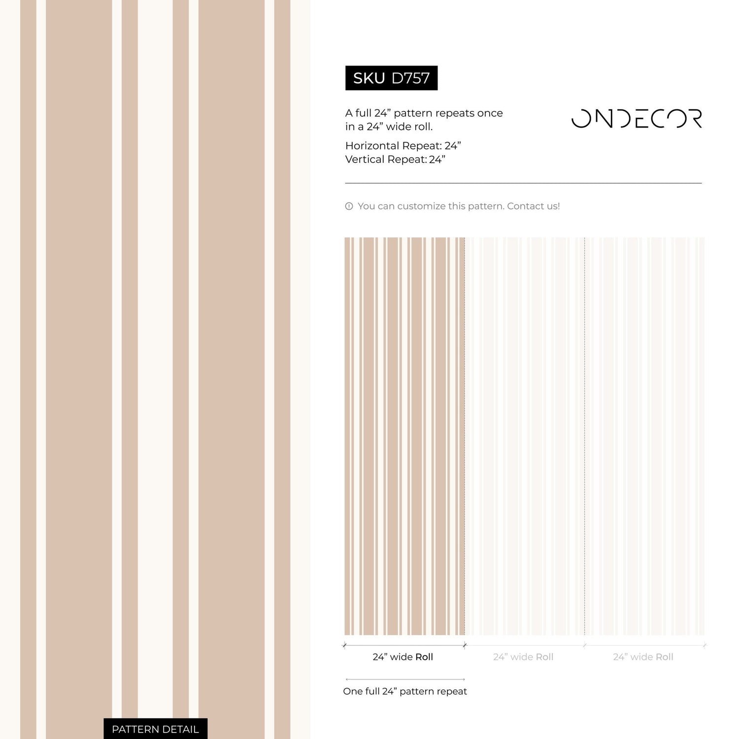 Beige Striped Wallpaper Vintage Wallpaper Peel and Stick and Traditional Wallpaper - D757 - WallTrend