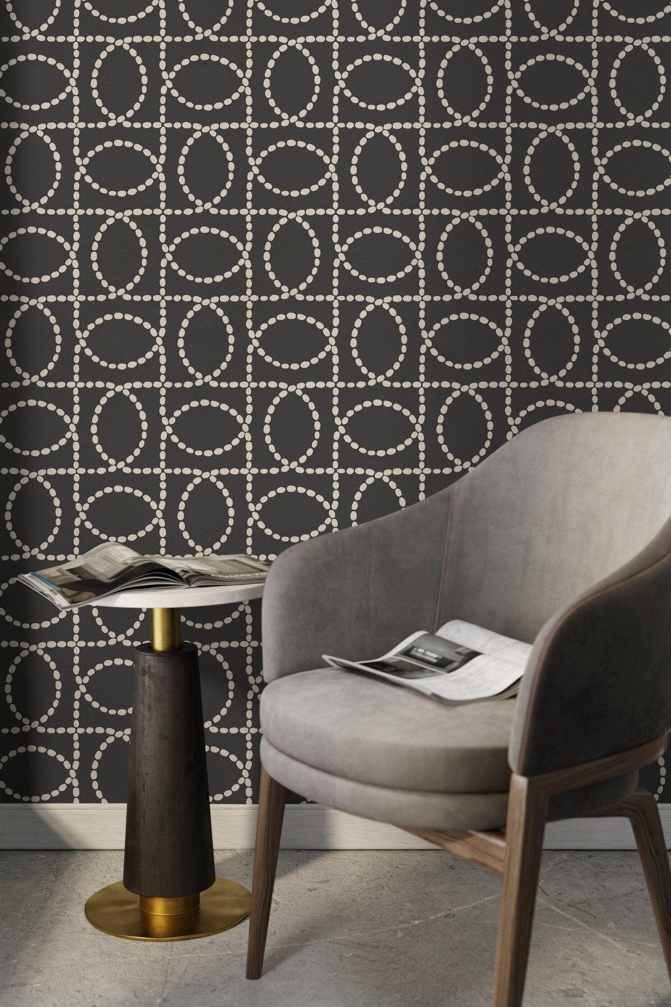 Black Abstract Line Wallpaper / Peel and Stick Wallpaper Removable Wallpaper Home Decor Wall Art Wall Decor Room Decor - C843 - WallTrend
