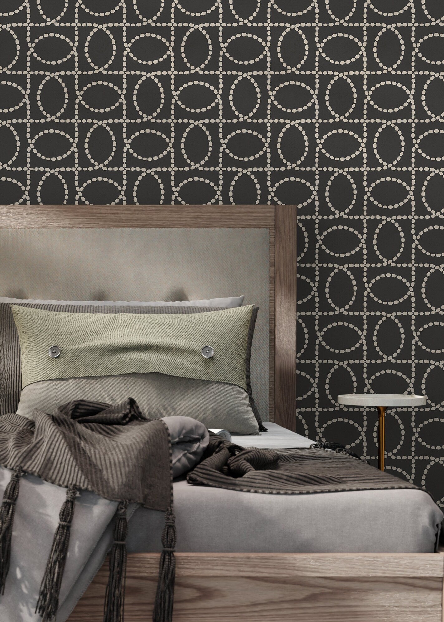 Black Abstract Line Wallpaper / Peel and Stick Wallpaper Removable Wallpaper Home Decor Wall Art Wall Decor Room Decor - C843 - WallTrend