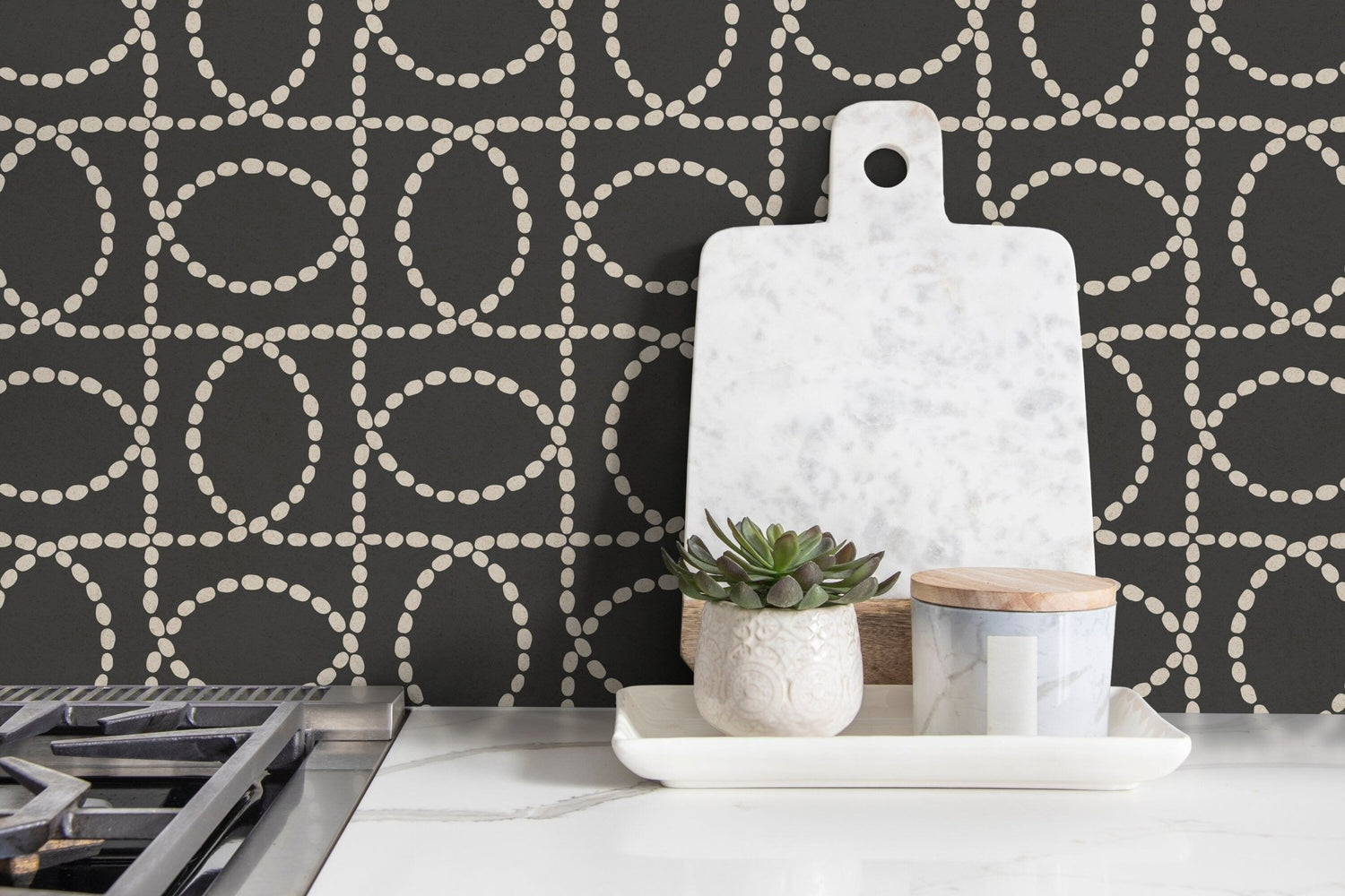 Black Abstract Line Wallpaper / Peel and Stick Wallpaper Removable Wallpaper Home Decor Wall Art Wall Decor Room Decor - C843 - WallTrend