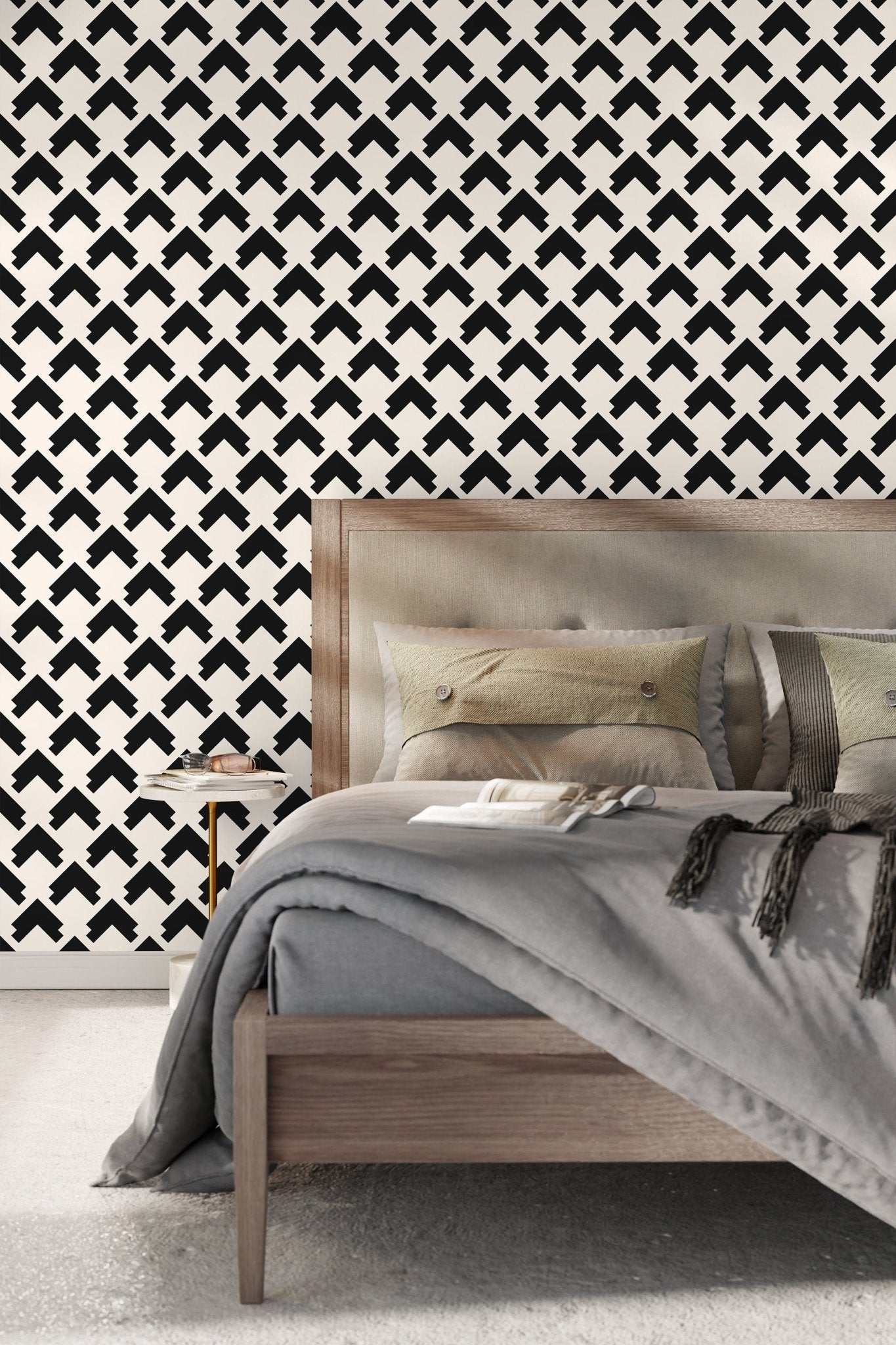 Black and Beige Geometric Wallpaper / Peel and Stick Wallpaper Removable Wallpaper Home Decor Wall Art Wall Decor Room Decor - C733 - WallTrend