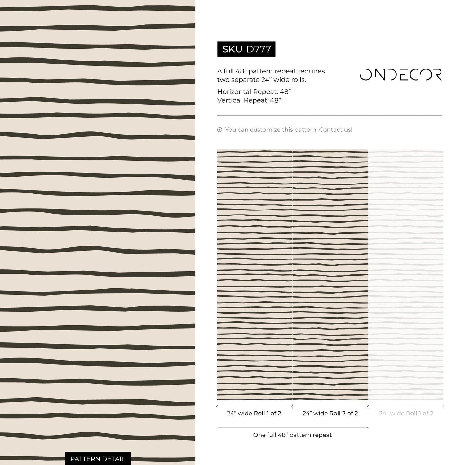 Black and Beige Striped Wallpaper Modern Waves Wallpaper Peel and Stick and Traditional Wallpaper - D777 - WallTrend