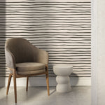 Black and Beige Striped Wallpaper Modern Waves Wallpaper Peel and Stick and Traditional Wallpaper - D777 - WallTrend