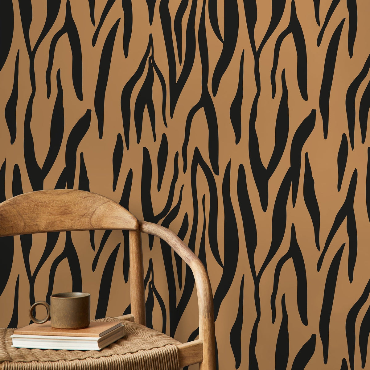 Black and Brown Abstract Leaf Wallpaper Modern Wallpaper Peel and Stick and Traditional Wallpaper - D608 - WallTrend