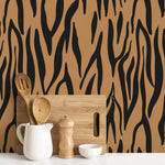 Black and Brown Abstract Leaf Wallpaper Modern Wallpaper Peel and Stick and Traditional Wallpaper - D608 - WallTrend