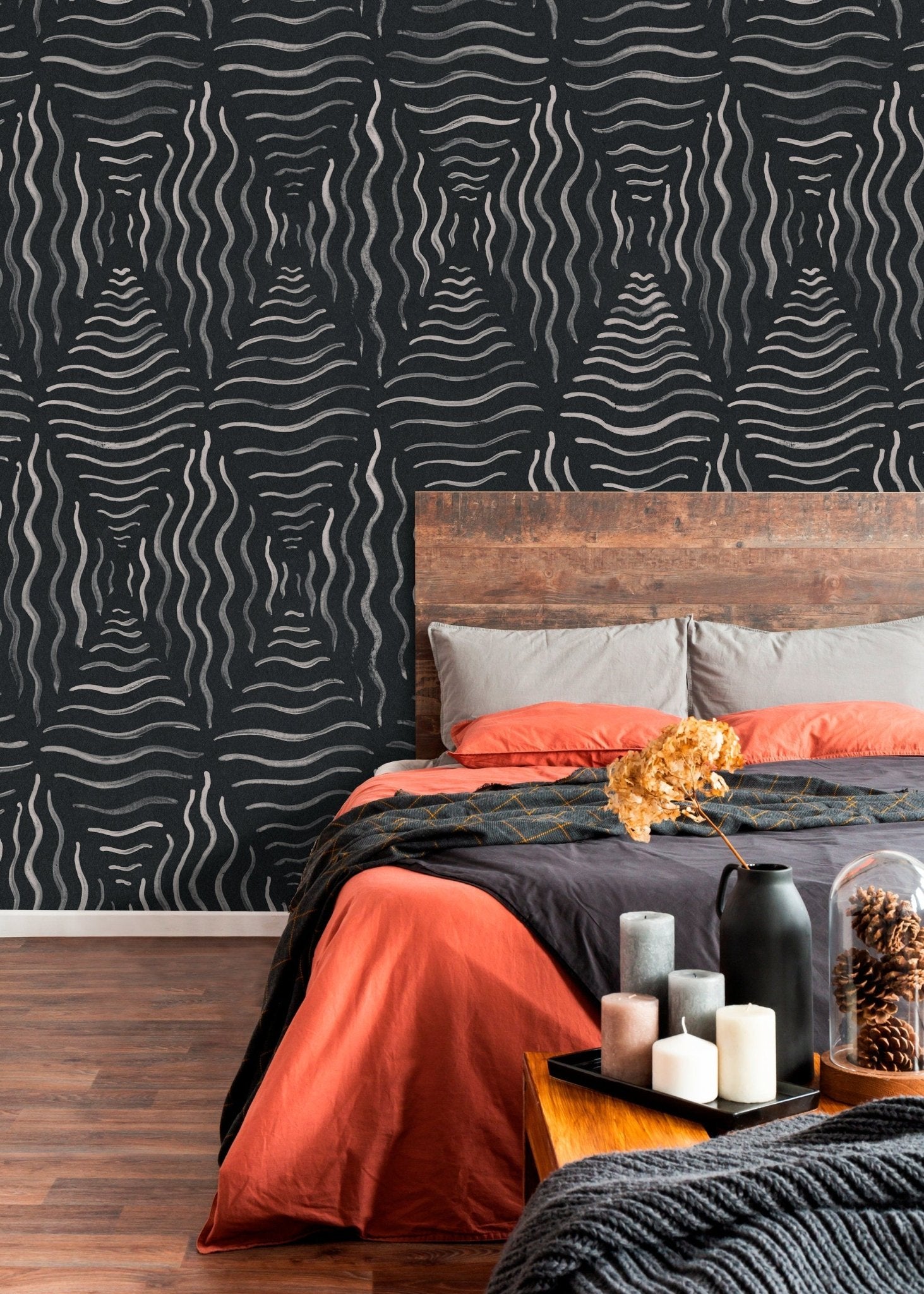 Black and Gray Abstract Wallpaper / Peel and Stick Wallpaper Removable Wallpaper Home Decor Wall Art Wall Decor Room Decor - C761 - WallTrend