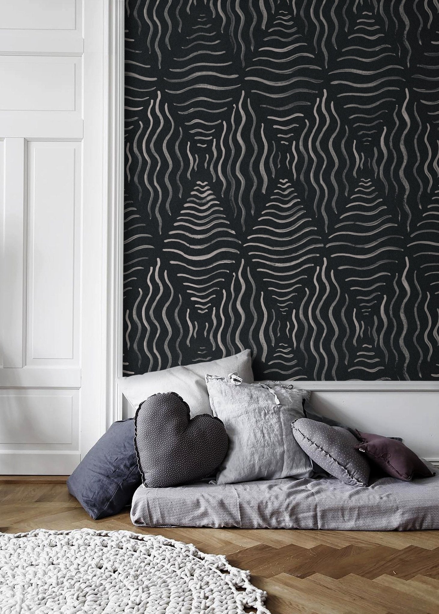 Black and Gray Abstract Wallpaper / Peel and Stick Wallpaper Removable Wallpaper Home Decor Wall Art Wall Decor Room Decor - C761 - WallTrend