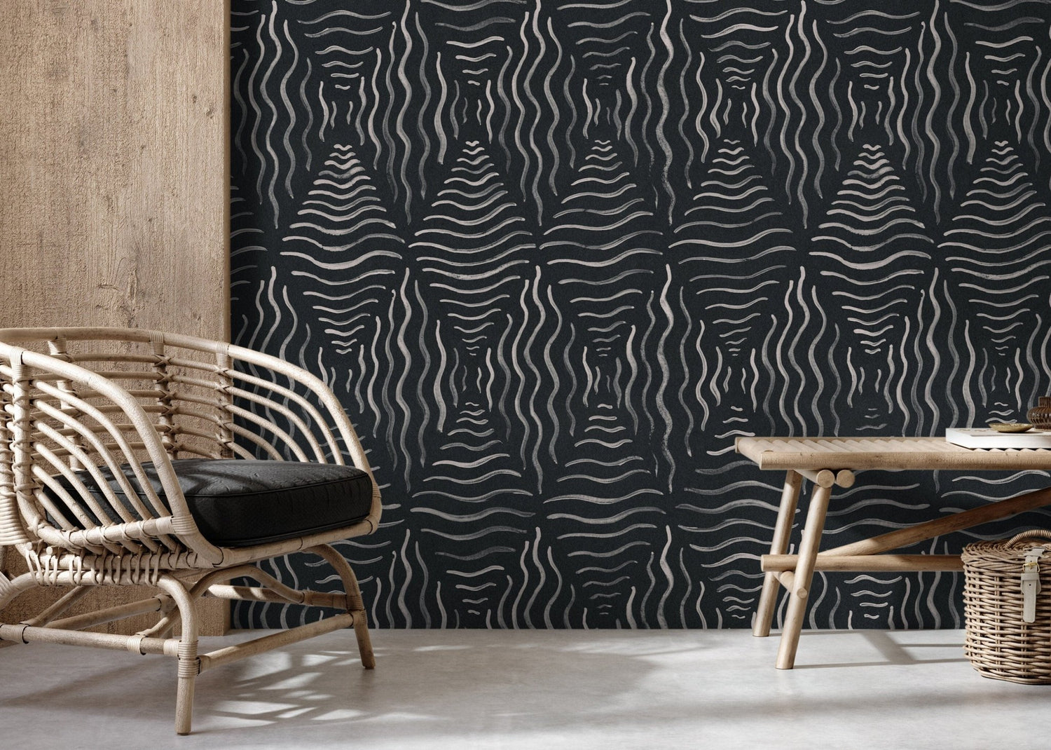 Black and Gray Abstract Wallpaper / Peel and Stick Wallpaper Removable Wallpaper Home Decor Wall Art Wall Decor Room Decor - C761 - WallTrend