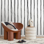 Black and White Boho Striped Wallpaper / Peel and Stick Wallpaper Removable Wallpaper Home Decor Wall Art Wall Decor Room Decor - C898 - WallTrend