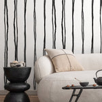 Black and White Boho Striped Wallpaper / Peel and Stick Wallpaper Removable Wallpaper Home Decor Wall Art Wall Decor Room Decor - C898 - WallTrend