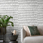 Black and White Brush Wallpaper Minimalist Abstract Wallpaper Peel and Stick and Traditional Wallpaper - A352 - WallTrend