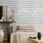 Black and White Brush Wallpaper Minimalist Abstract Wallpaper Peel and Stick and Traditional Wallpaper - A352 - WallTrend