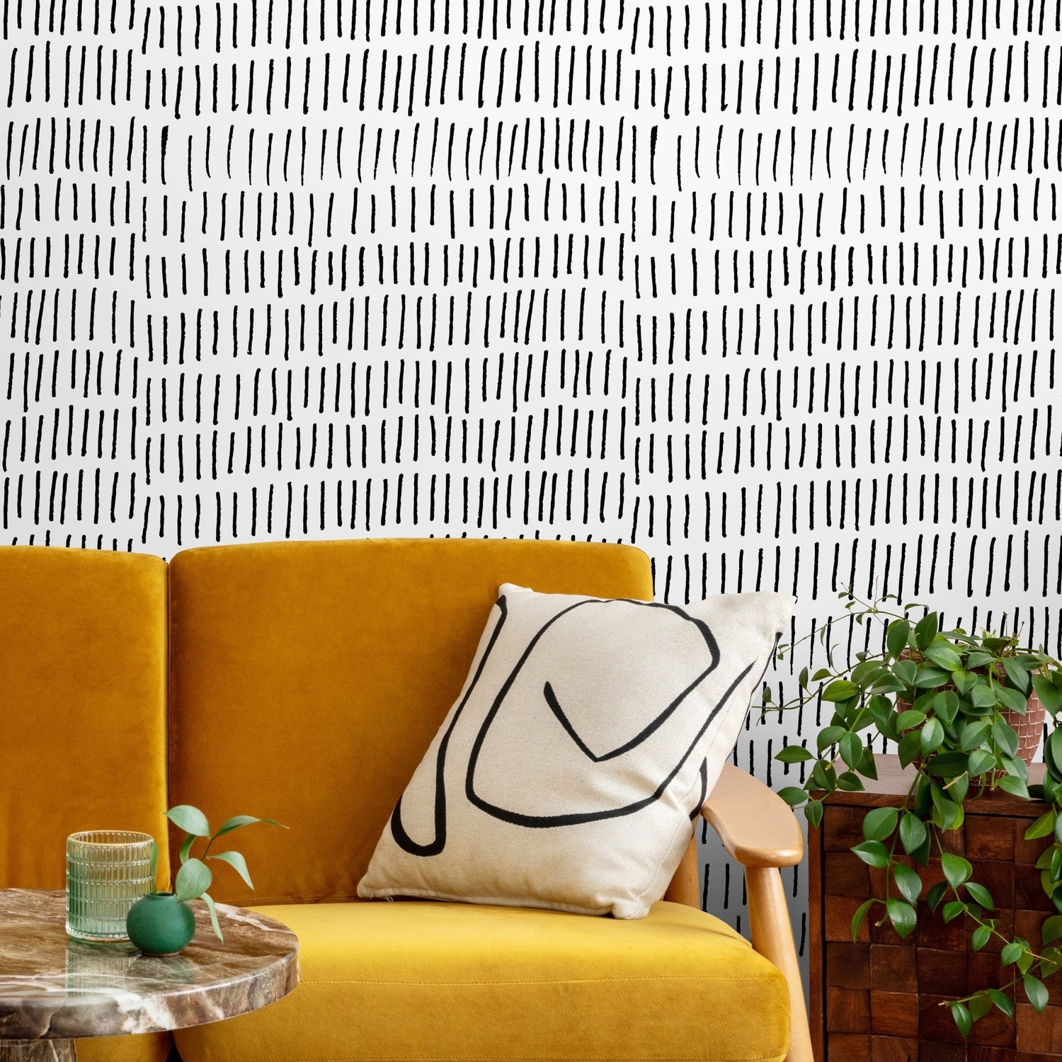 Black and White Brush Wallpaper Minimalist Abstract Wallpaper Peel and Stick and Traditional Wallpaper - A352 - WallTrend