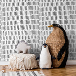 Black and White Brush Wallpaper Minimalist Abstract Wallpaper Peel and Stick and Traditional Wallpaper - A352 - WallTrend